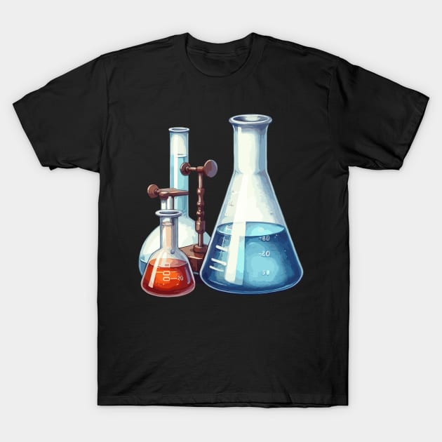 Chemistry Bunsen and Beakers T-Shirt by Siha Arts